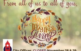 Closed Nov 28 and 29