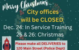 Closed 24-26 for In-service & Christmas