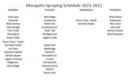 Mosquito Spray Schedule 2021-2022