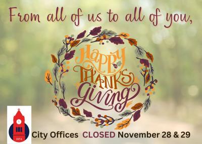 Closed Nov 28 and 29