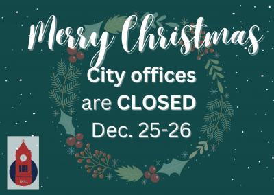 Closed December 25 & 26