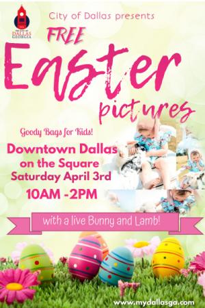 Free Easter Pictures with live bunny and lamb Saturday April 3rd, 10am to 2pm
